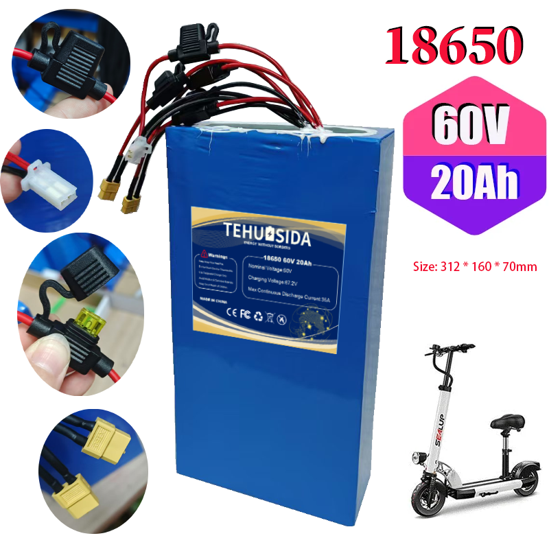 60V 50Ah Electric Scooter Battery - 60 فولت 20 أمبير 18650 16S6P